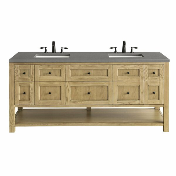 James Martin Vanities Breckenridge 72in Double Vanity, Light Natural Oak w/ 3 CM Grey Expo Top 330-V72-LNO-3GEX